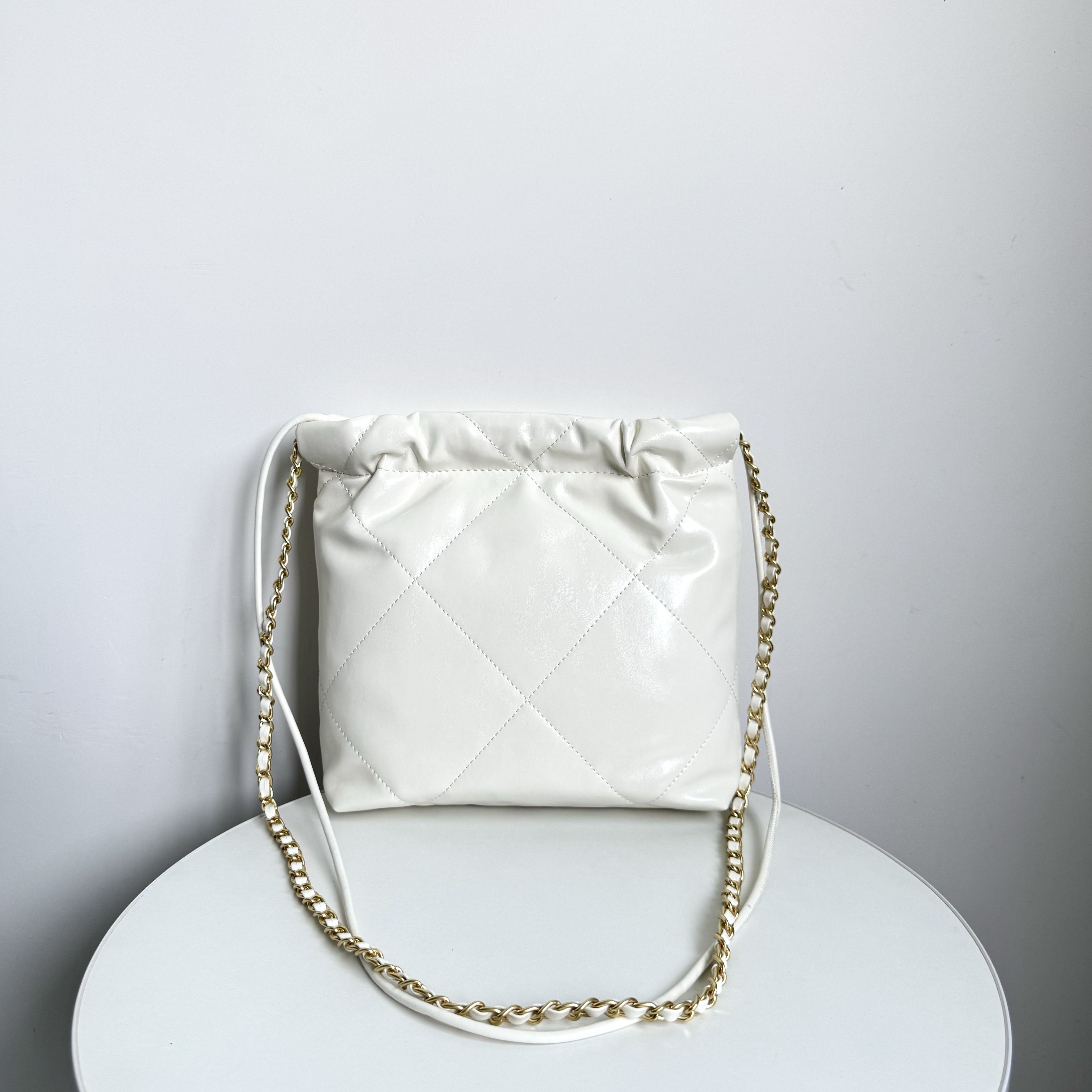 新款精致百搭米白色链条包