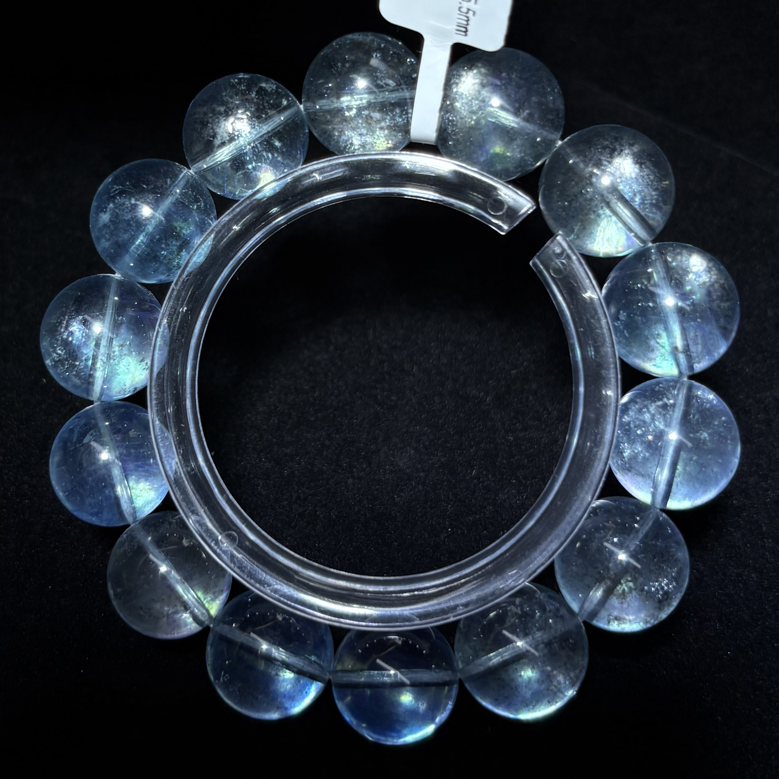 天然辰砂冰川蓝海蓝宝爆闪/银河系星光/稀有收藏级15.5mm