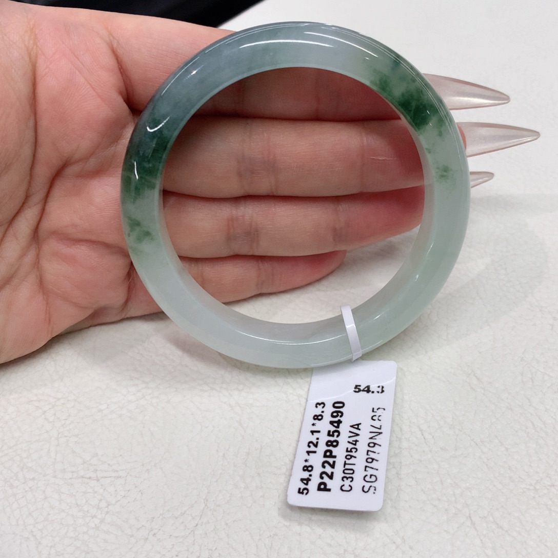 未镶嵌手镯翡翠54.8圈口冰胶飘花正圈