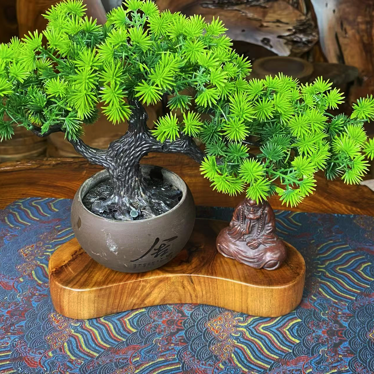 香樟实木干泡盘小腰果装饰摆件底座