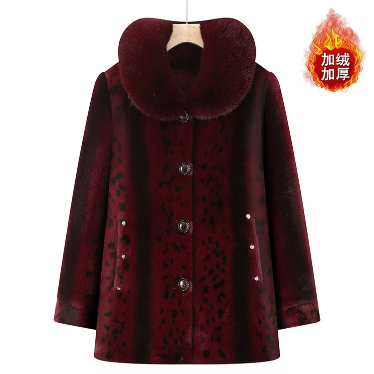 11934-中老年人外套妈妈装中长款加绒加厚保暖大衣奶奶棉衣【康燕】