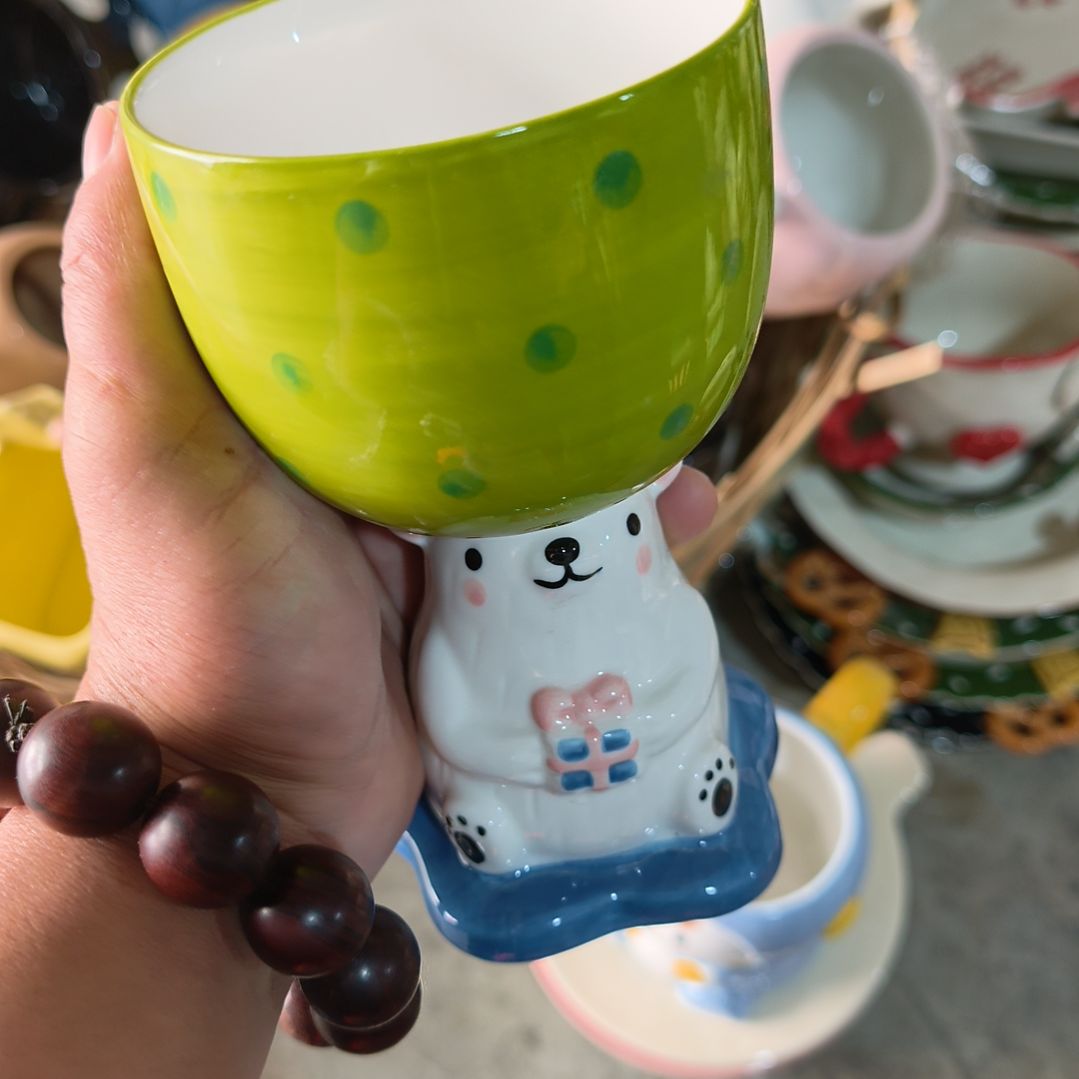 好***）瓷瑕疵陶瓷介意不拍熊高脚