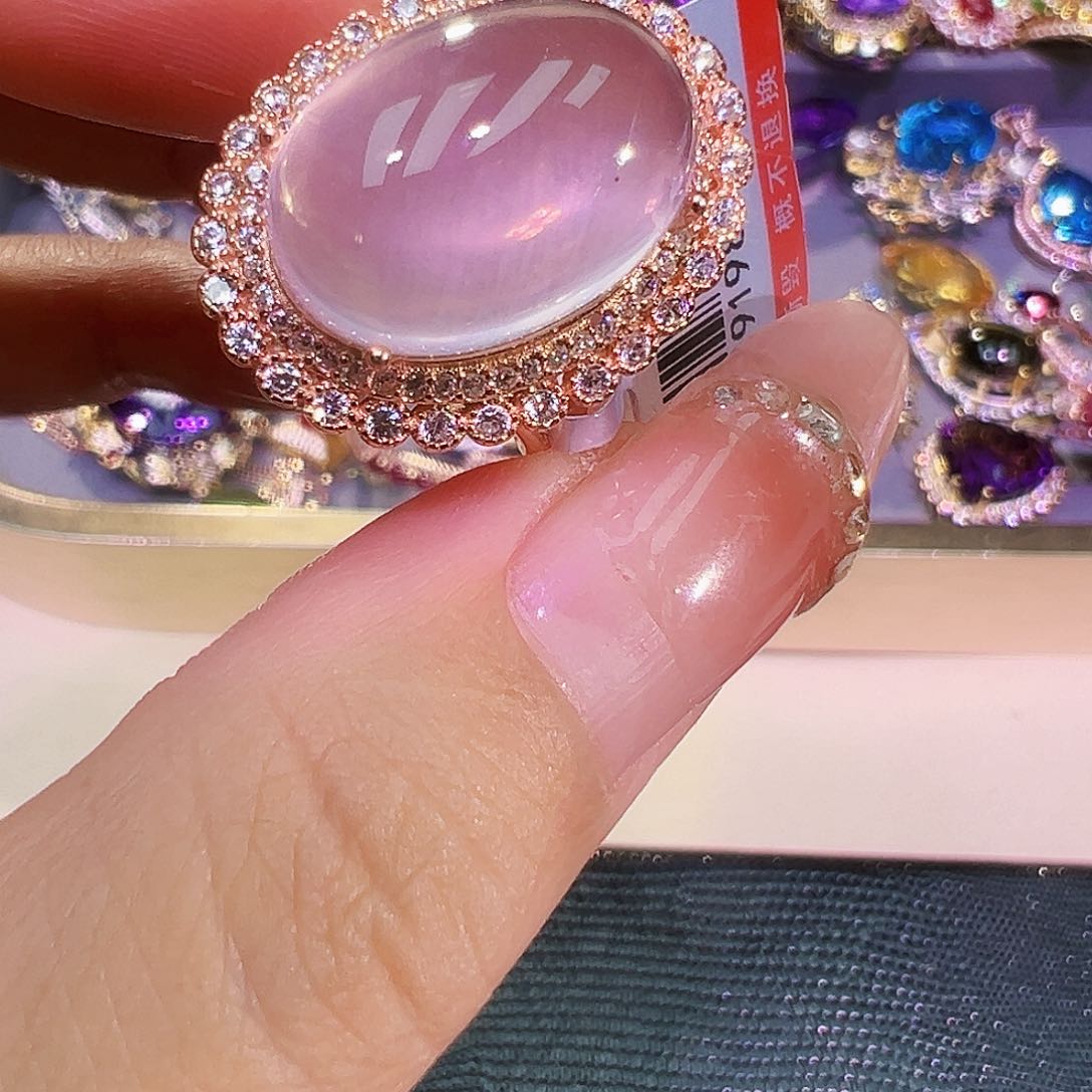 银S925镶嵌珠宝半成品芙蓉石