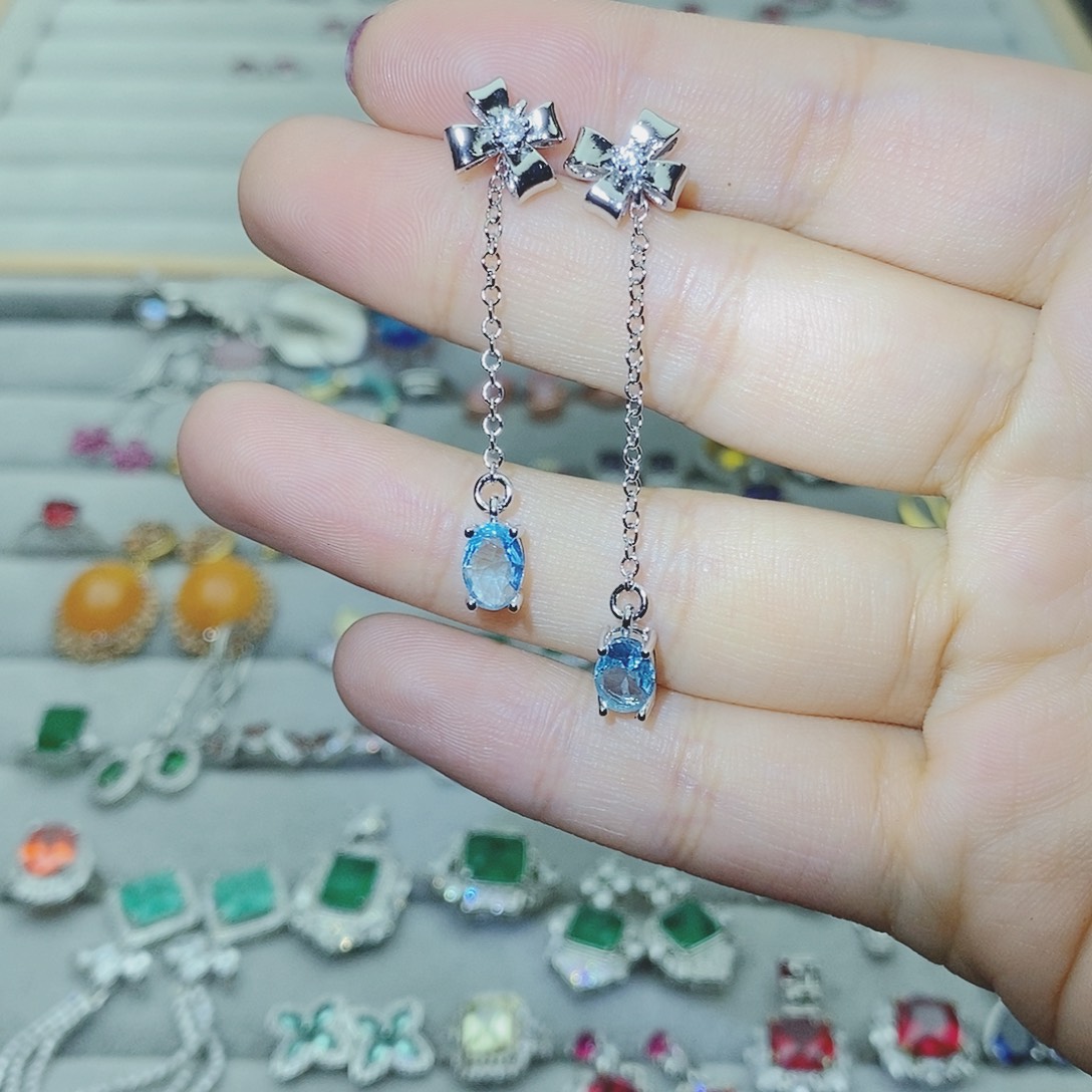 【闪购商品】托帕石耳饰银S925镶嵌