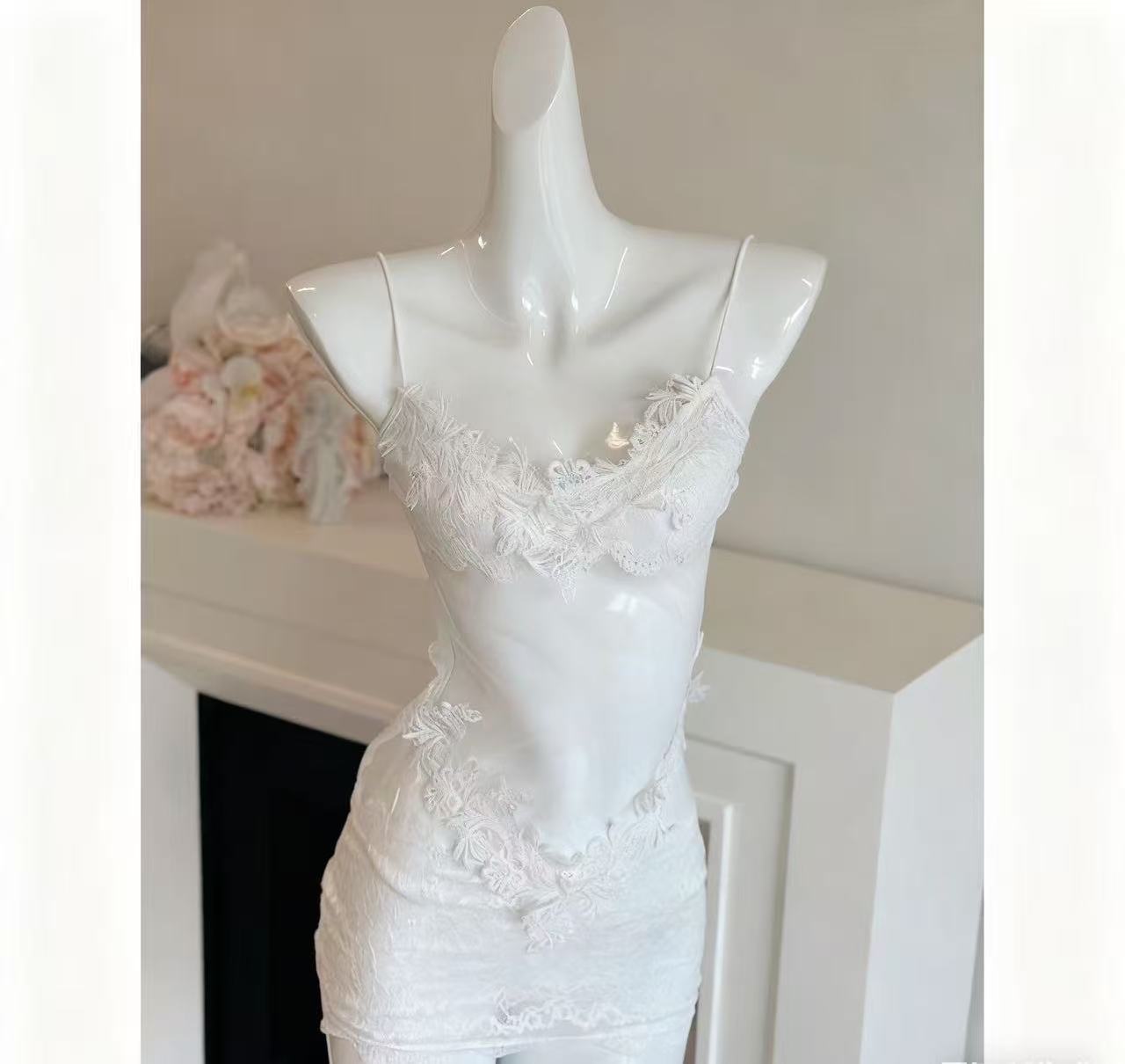 【欲见】80-120网红气质连衣裙居家白色系女