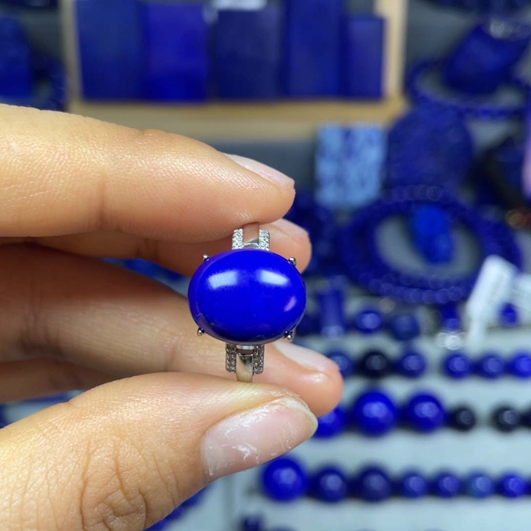 青金石戒指银S925镶嵌