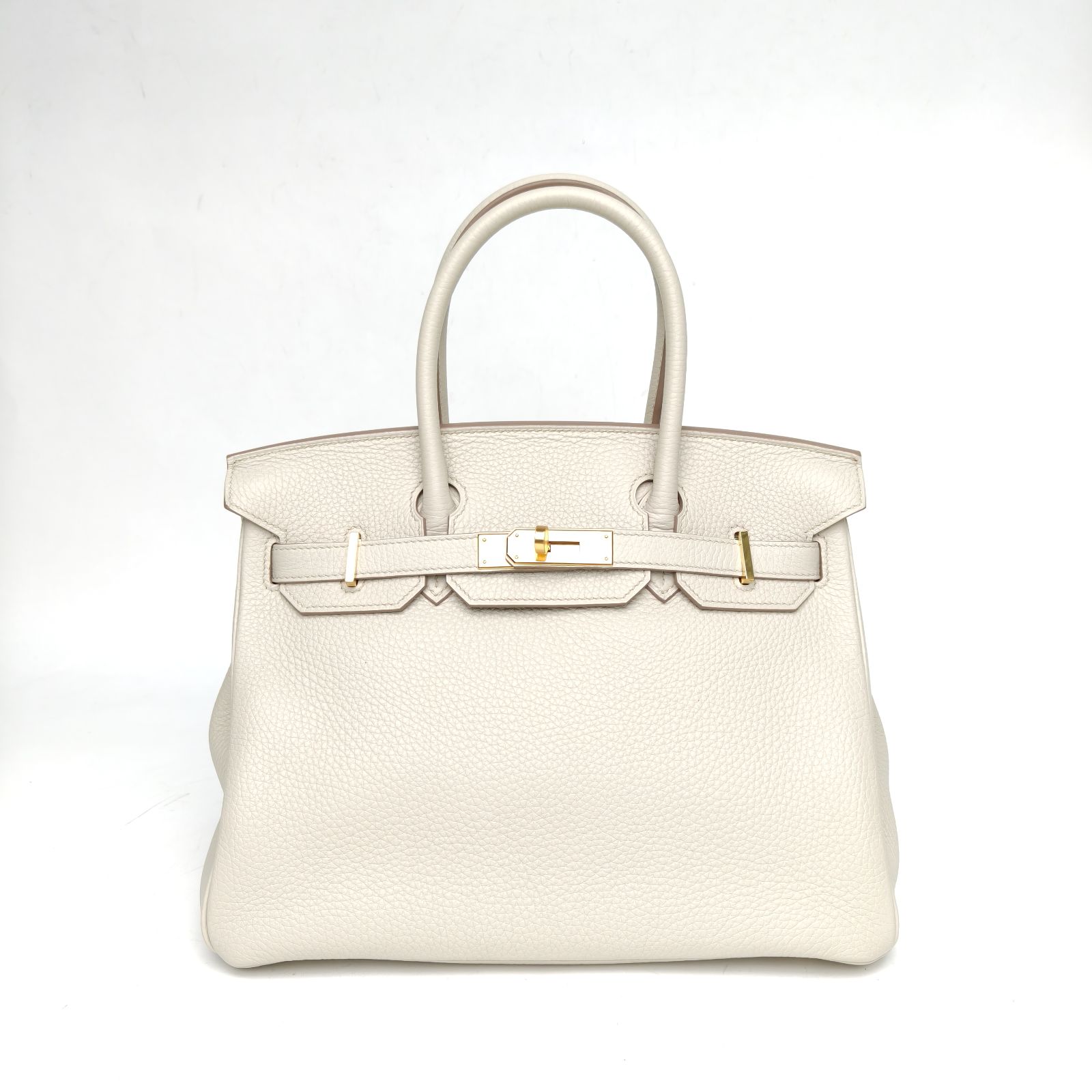99新 Hermes/爱马仕 【小花黑黑】Birkin 30 冰川白 U刻 金扣 