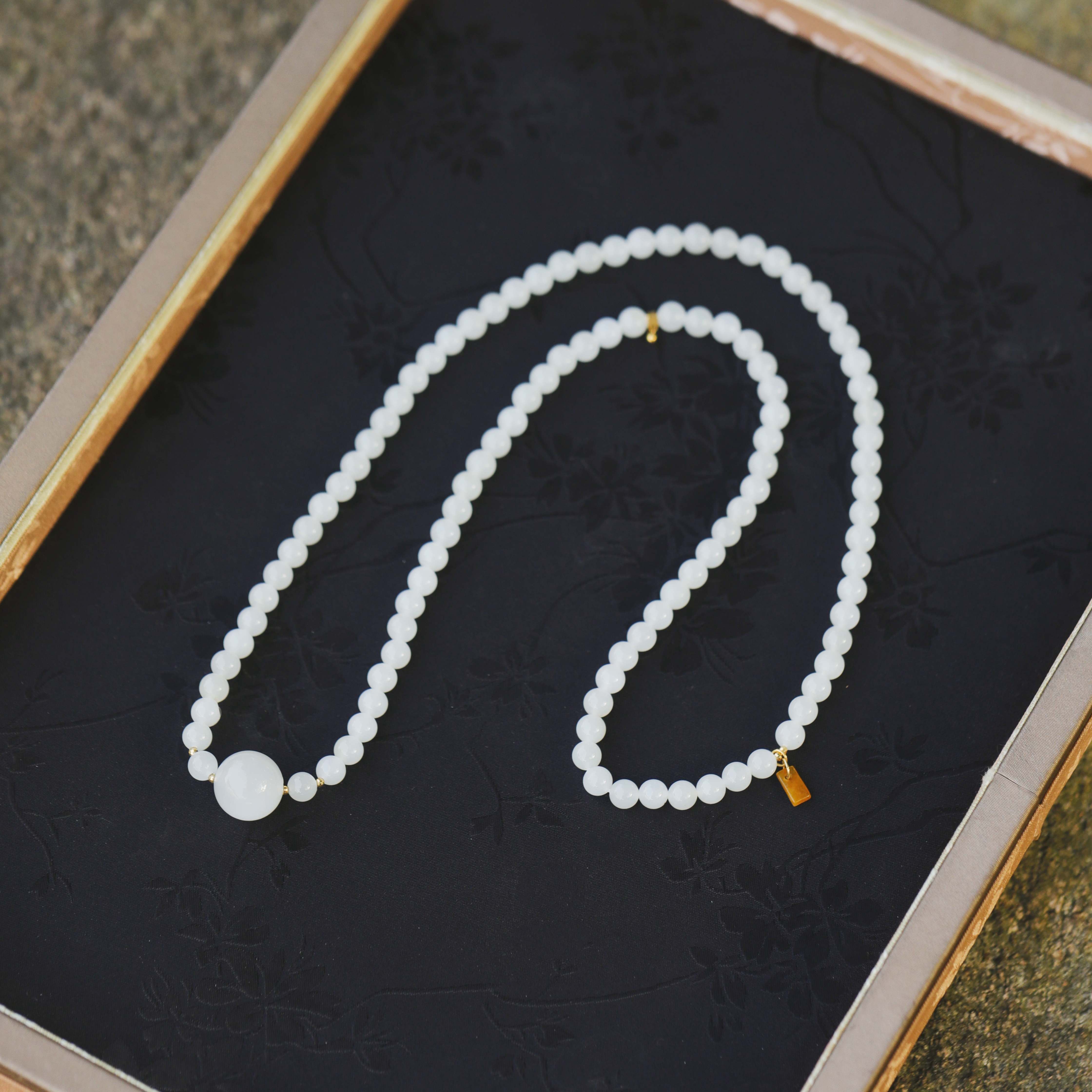 麦麦【长安雪】qh天然和田玉白玉+翡+18K 项链 多样性发货其一