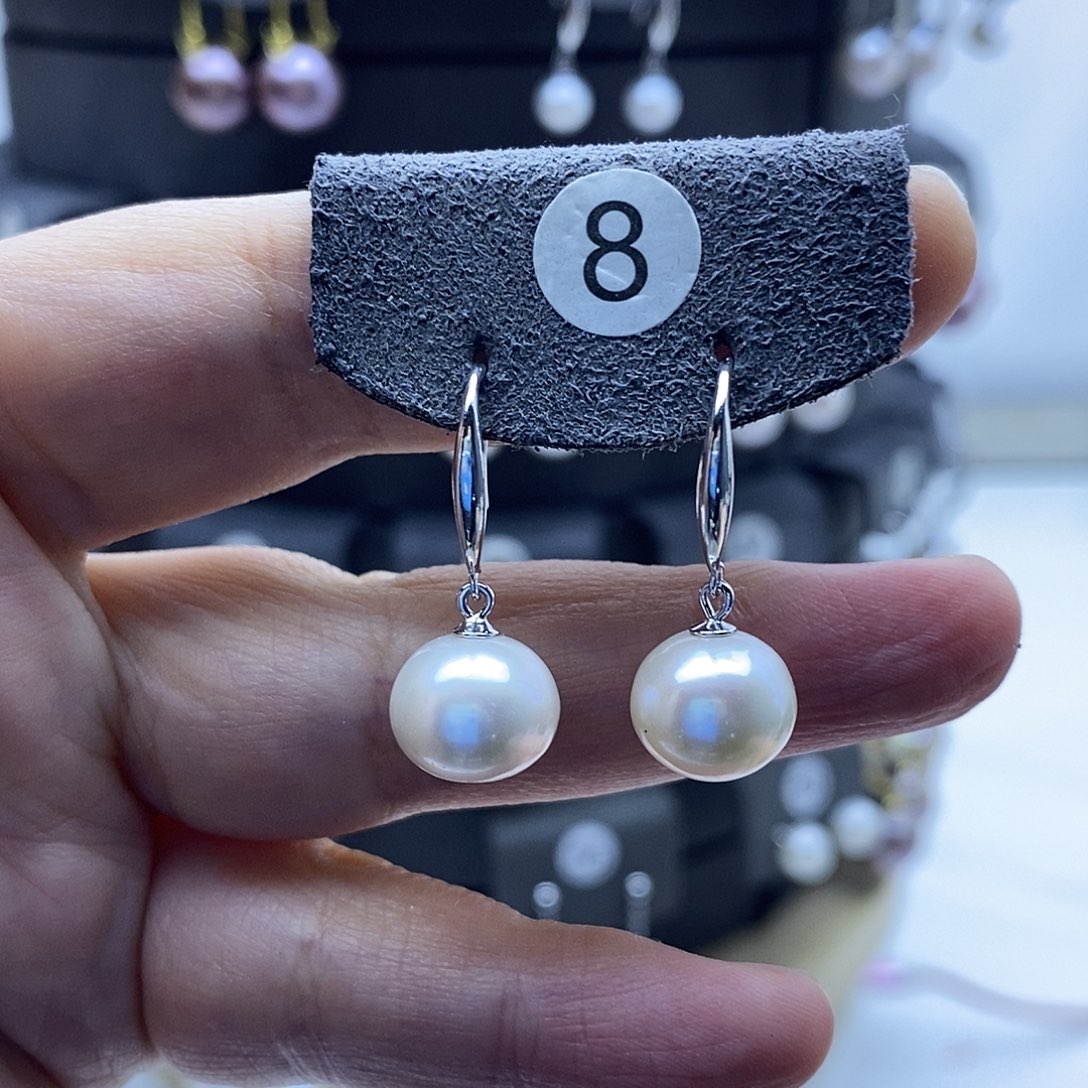 淡水珍珠耳饰银S925镶嵌