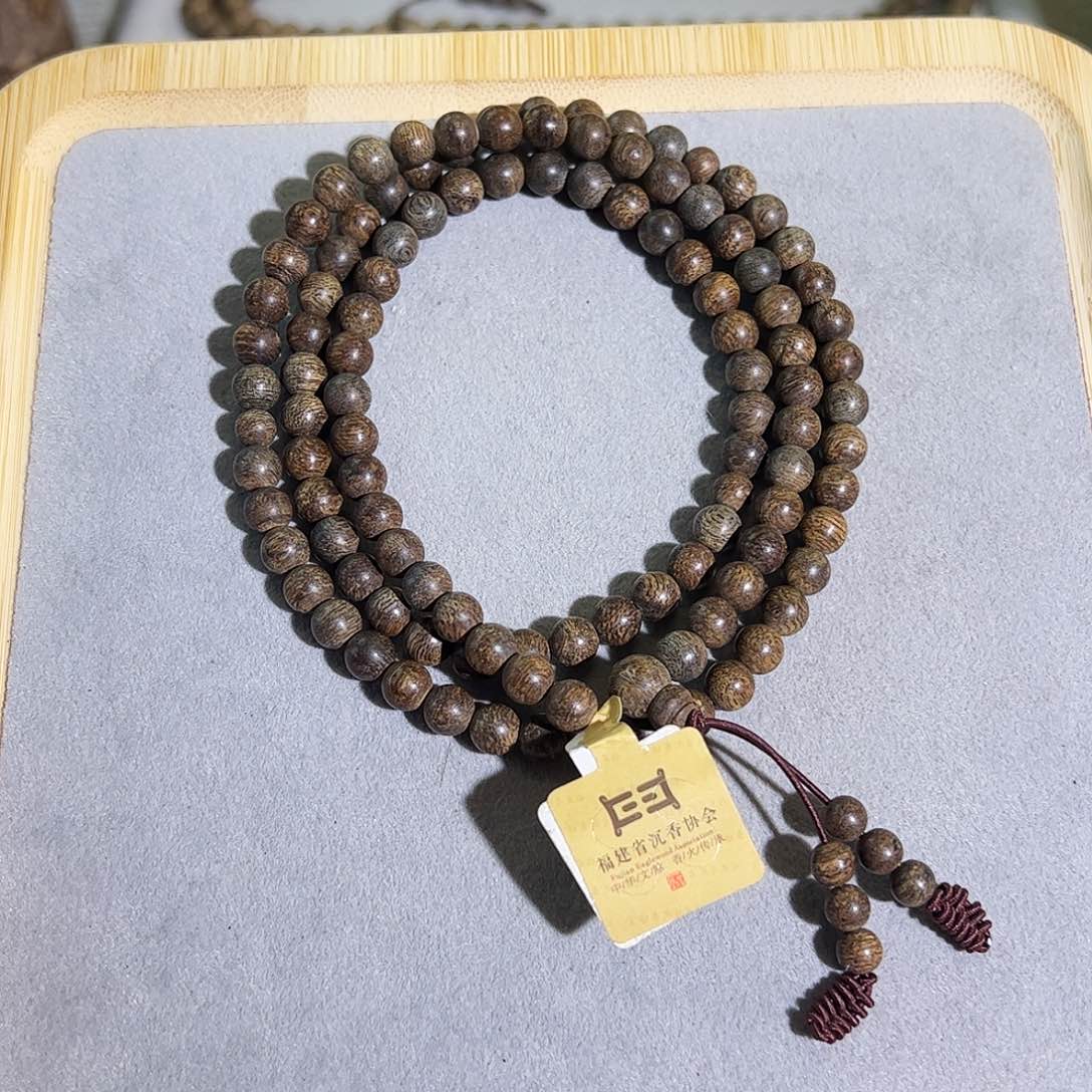 沉香手串天然正区芽庄老料108多圈 沉水级
