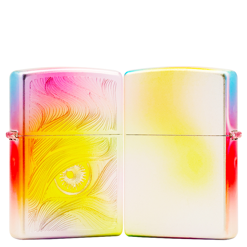 ZIPPO/之宝【秋水含睛-镀银渐变金粉蓝】正品煤油打火机KF-DF