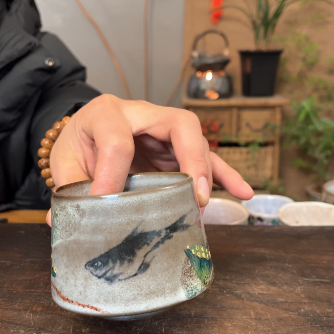 杯景德镇柴烧手绘杯