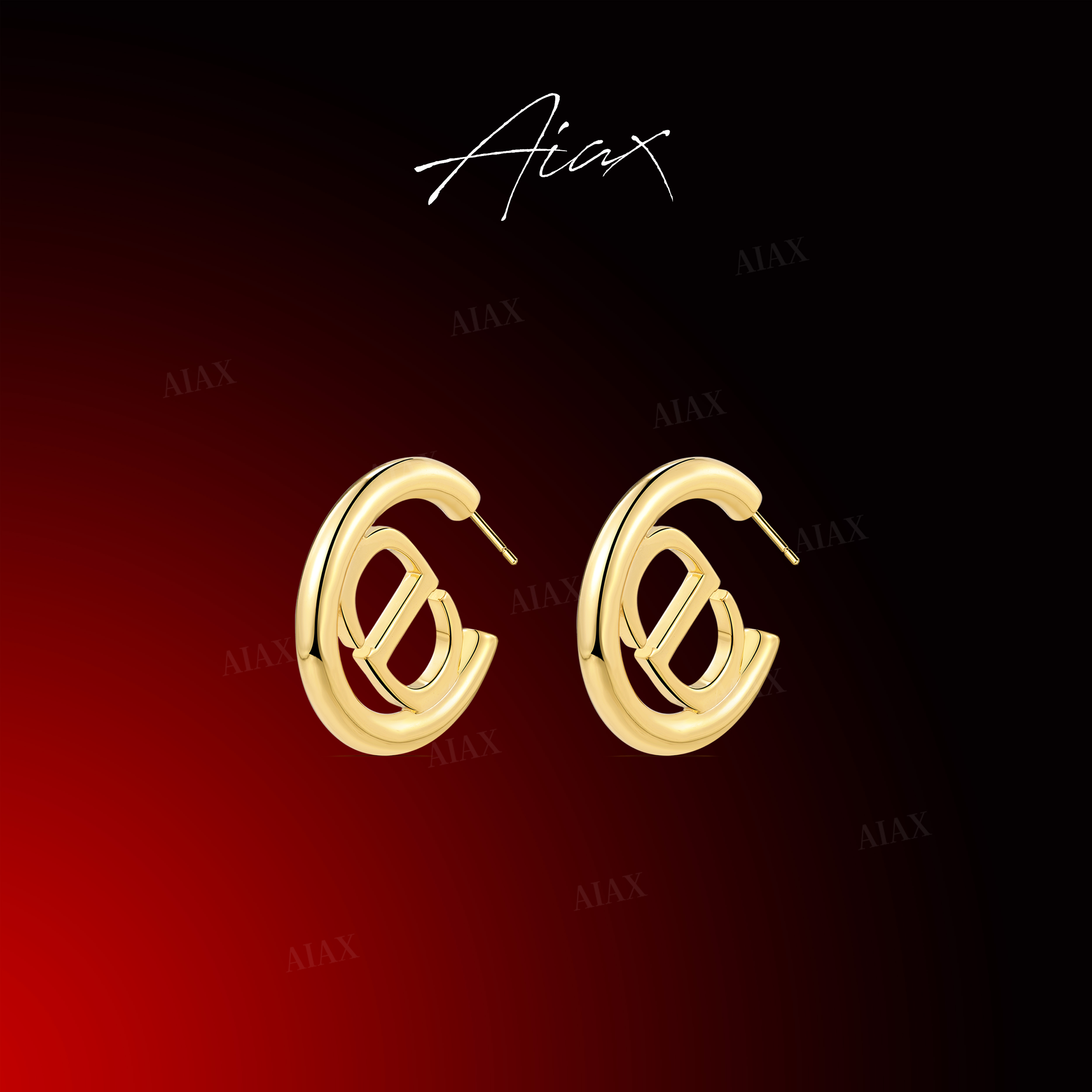 AIAX 镀K金  法国轻奢金属风经典时尚百搭个性简约耳环TSL1238