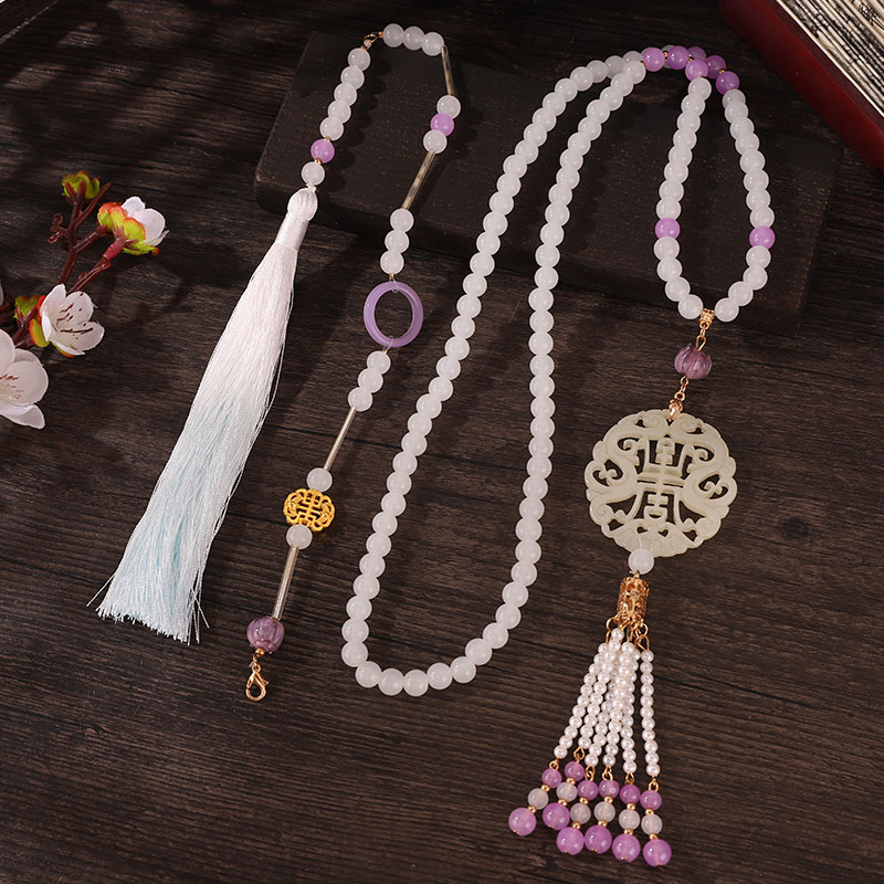 合金琉璃项链 新中式古风马面裙汉服璎珞流苏复古背云古风配饰