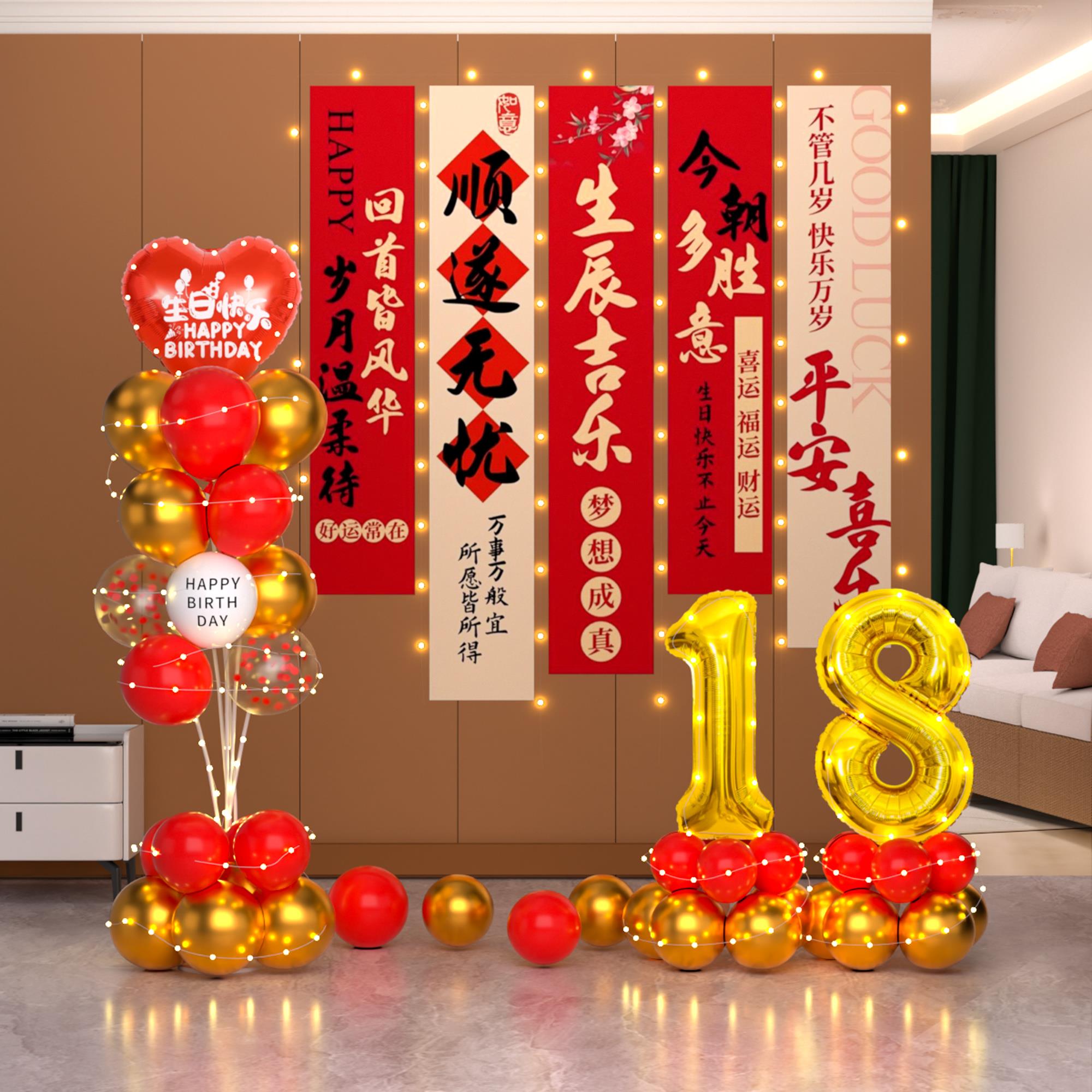男女孩十八周岁成人礼生日装饰气球背景墙场景布置仪式感拍照道具