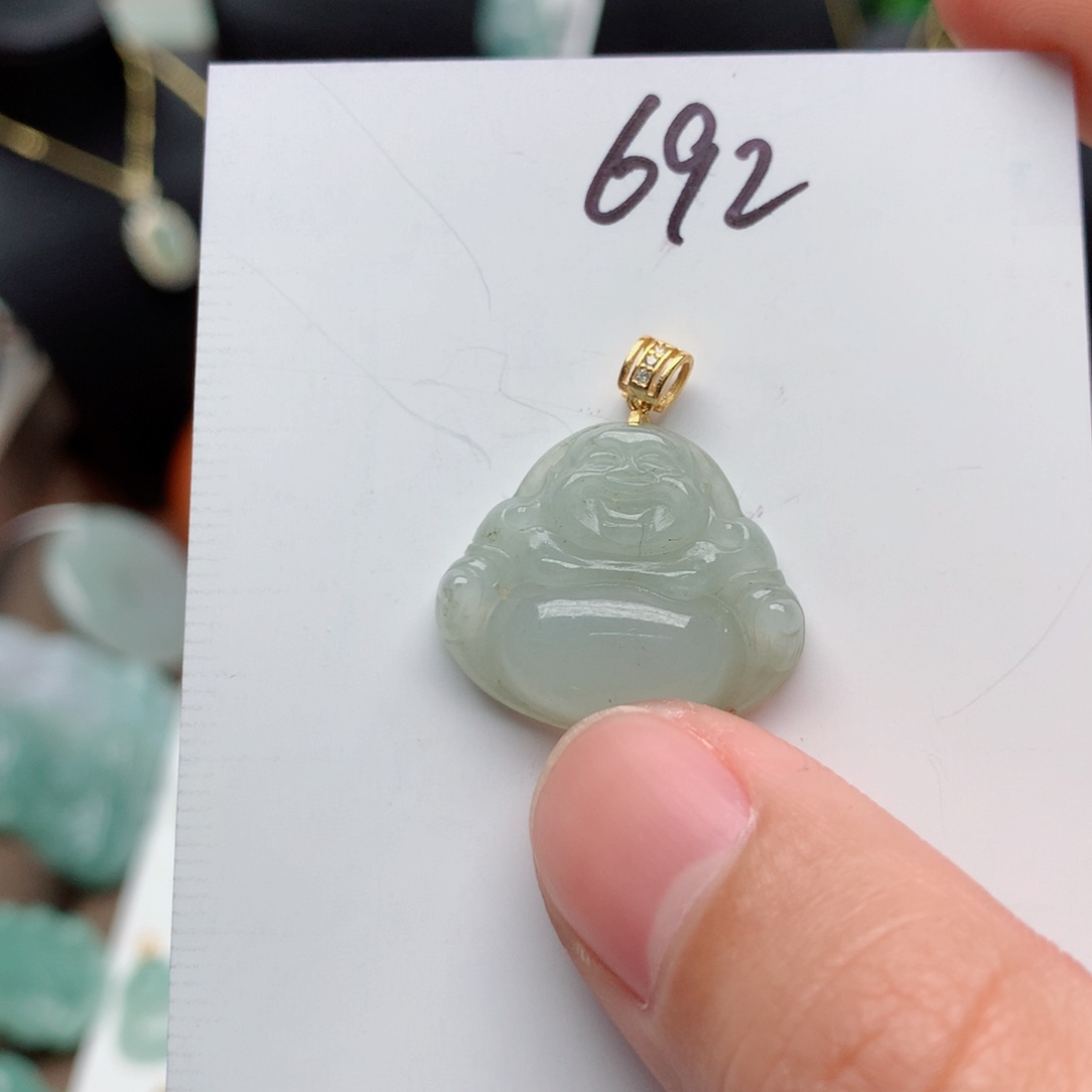 翡翠颈饰银S925镀金镶嵌吊坠