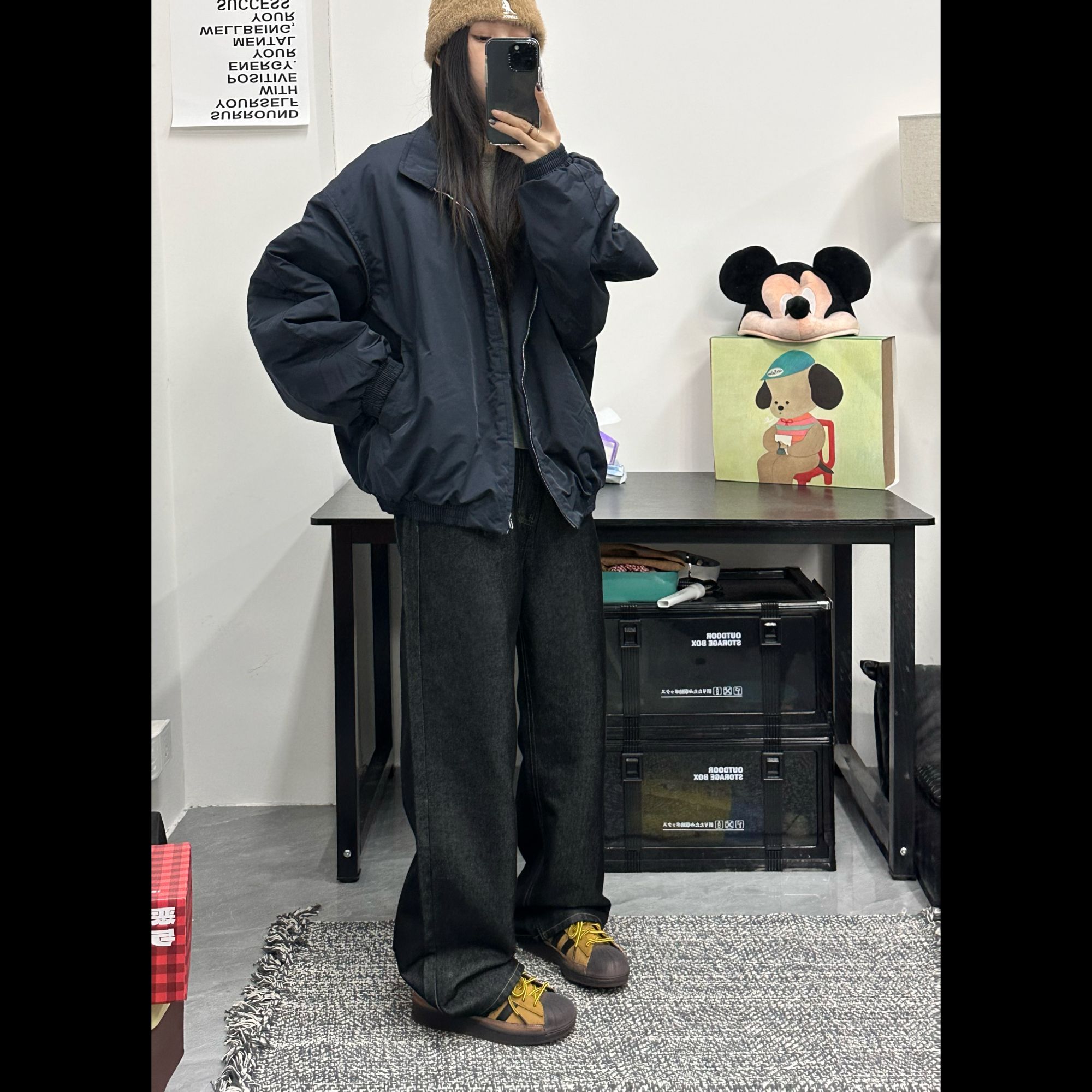 BEIDUO原牛宽松直筒拖地莱赛尔牛仔裤