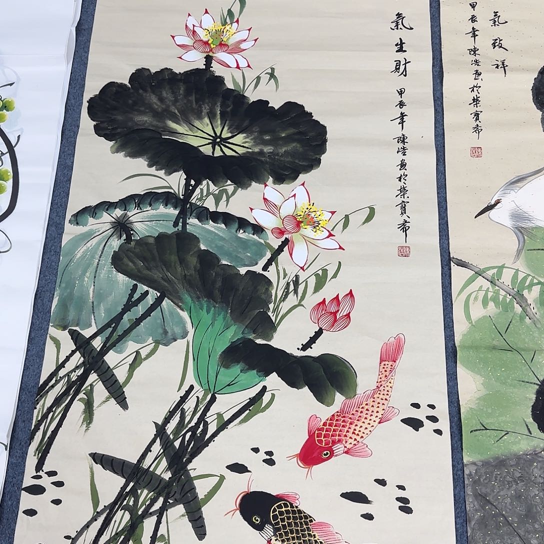 国画尺寸70X138手绘作品 