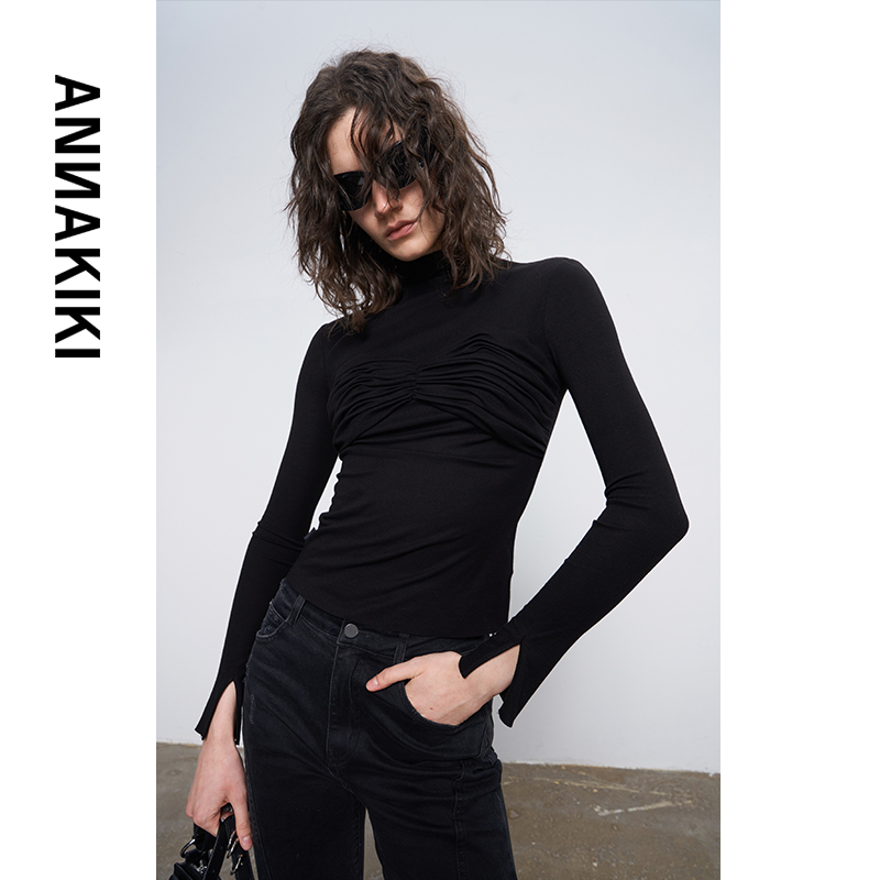 【AUNISEX专属】ANNAKIKI 抽褶内搭打底上衣 3D4B0205H701