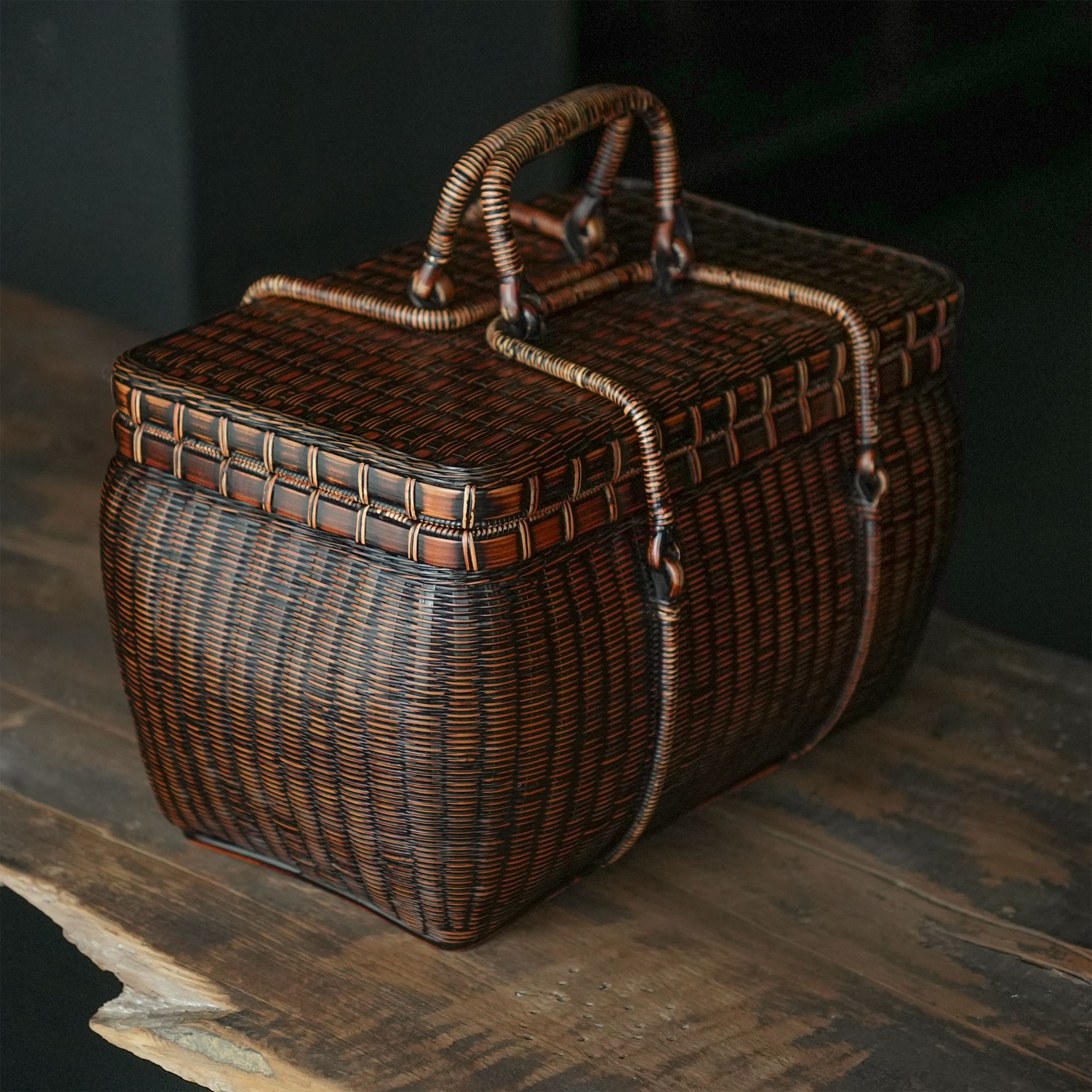 夏梦竹编茶箱便携茶具茶器篮手工精编茶道收纳箱茶道配件