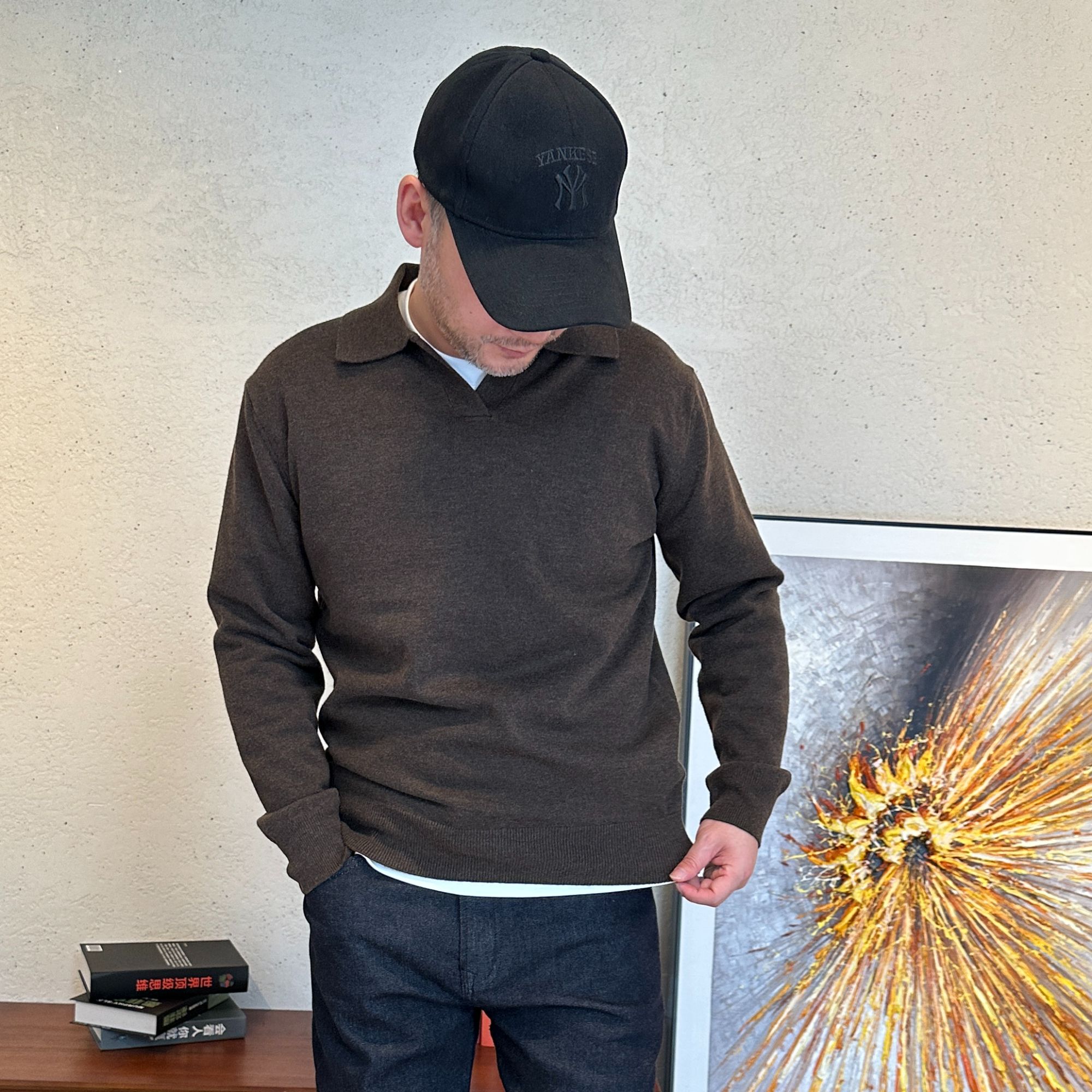 【布凡男装专属】秋冬款时尚松弛飞机领针织绵羊毛男士毛衣