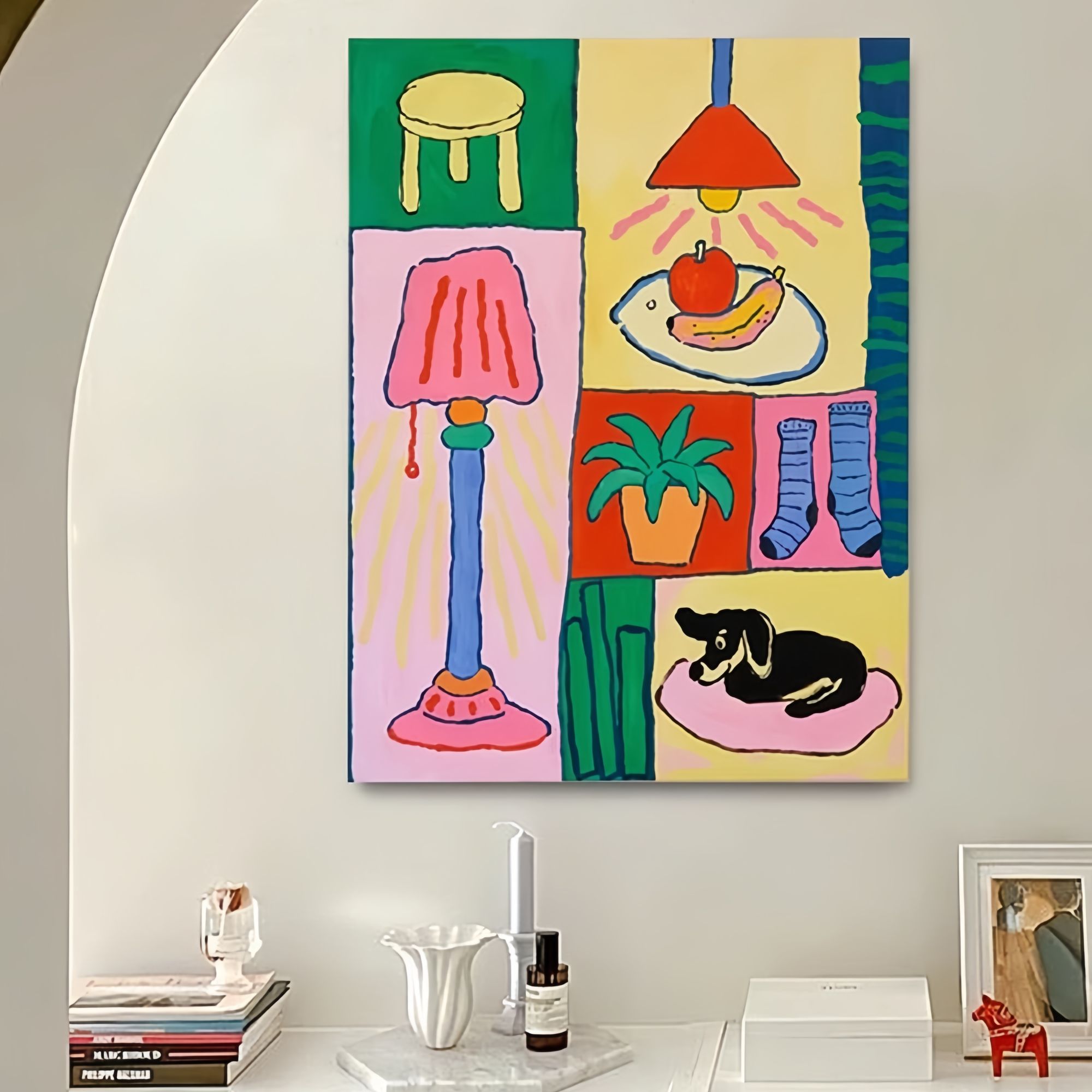 韩国艺术家多巴胺治愈系客厅装饰画小红书同款小众卧室挂画