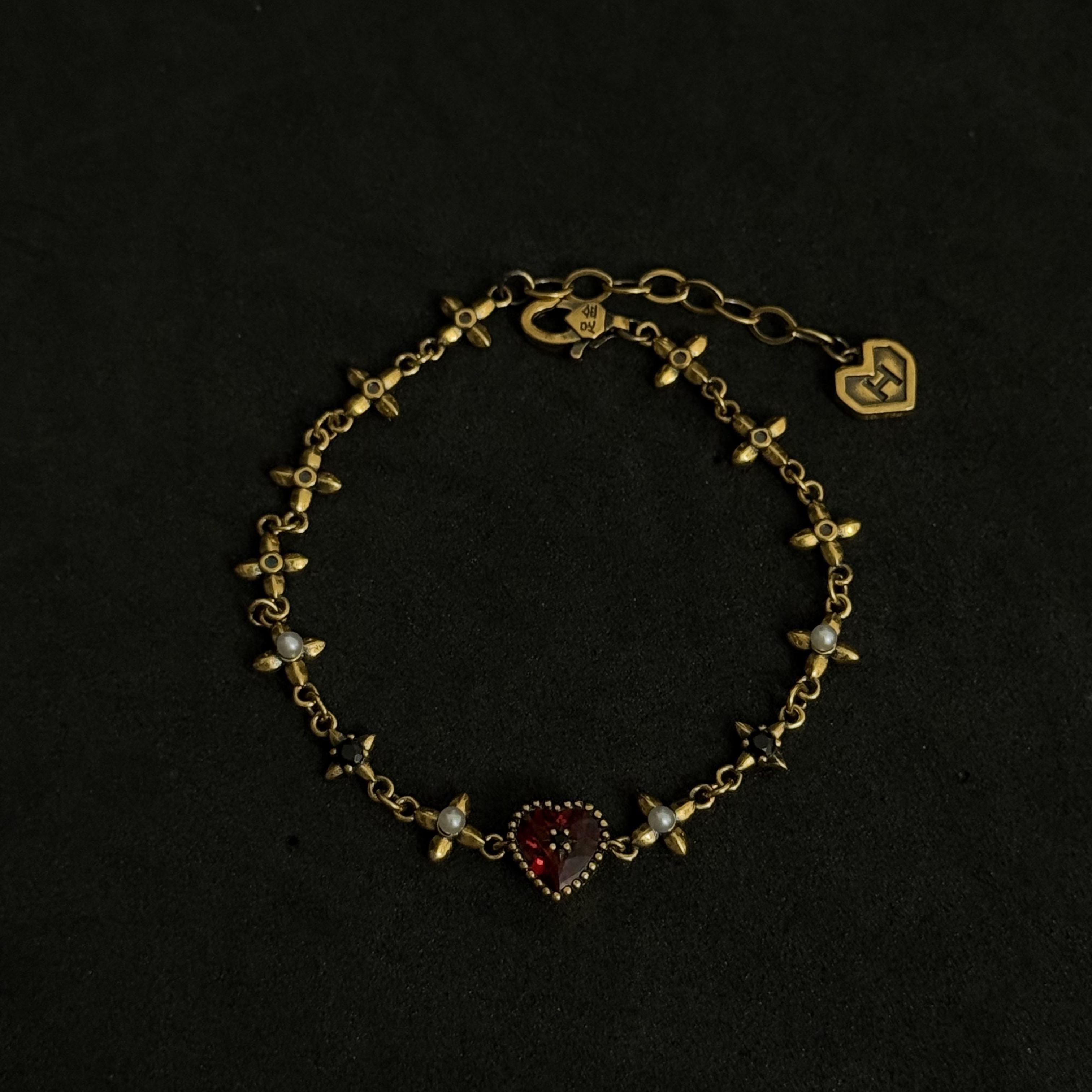 【足金999爱心四角手链】黑金手链#精品硬金工艺手工