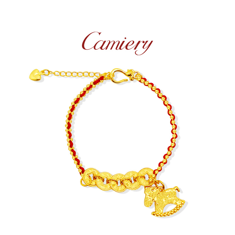 CAMIERY 新中式轻奢碎碎冰五帝钱木马手链ZYN