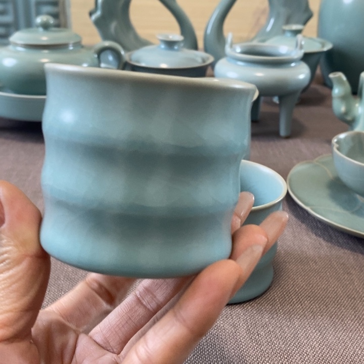 瓷片竹节杯一一一一一一一