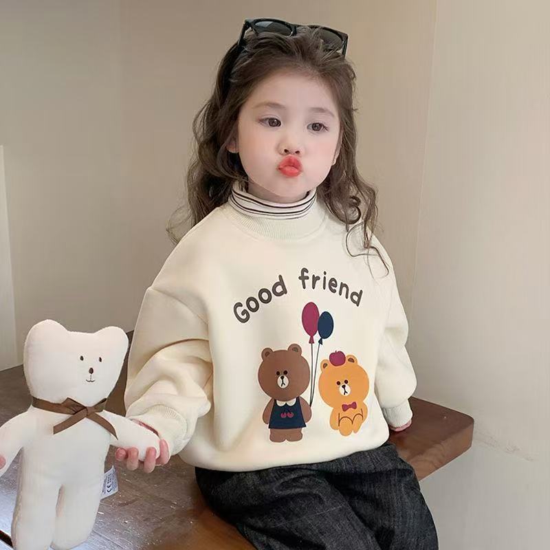 女童加绒卫衣秋冬2025新款洋气冬季女宝宝冬装百搭可爱2025新款