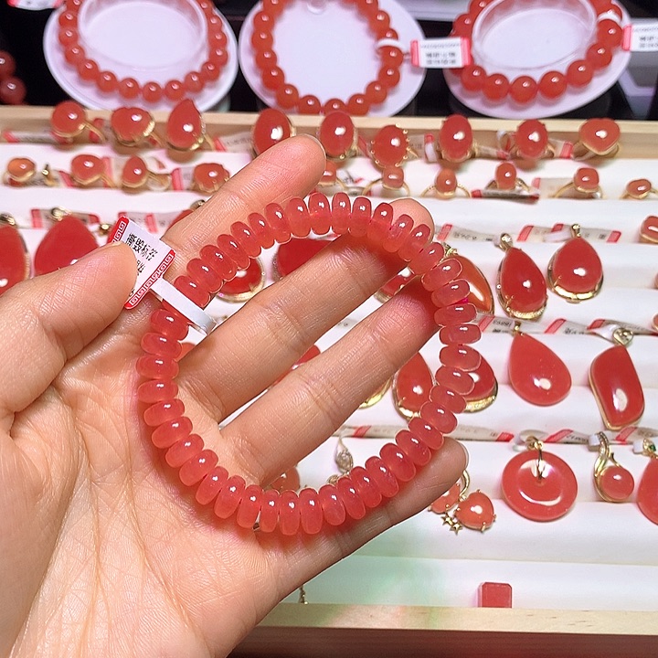 菱锰矿（红纹石）合金手绳8.5mm
