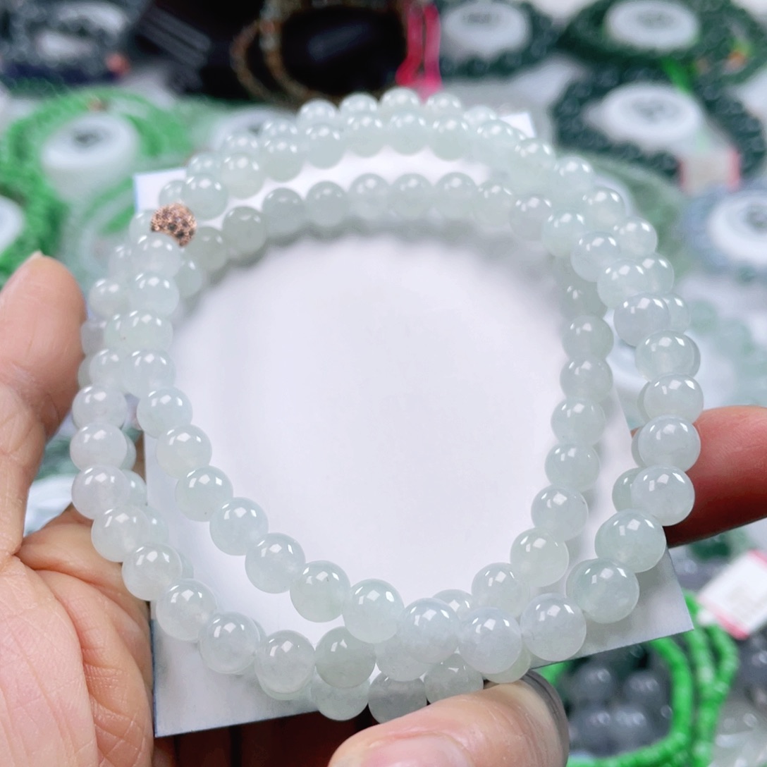 翡翠戒指未镶嵌天然翡翠项链6.7mm