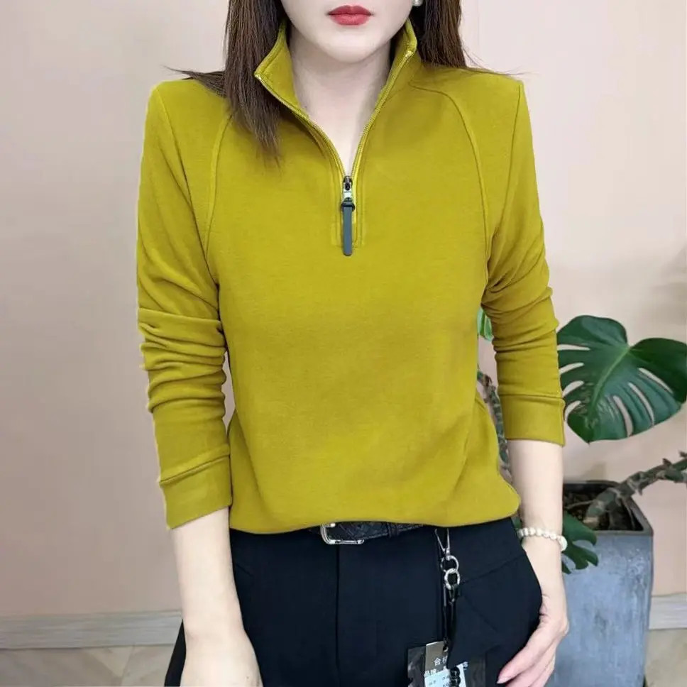 2025秋季新品时尚百搭修身显瘦洋气半拉链卫衣女士长袖上衣8229