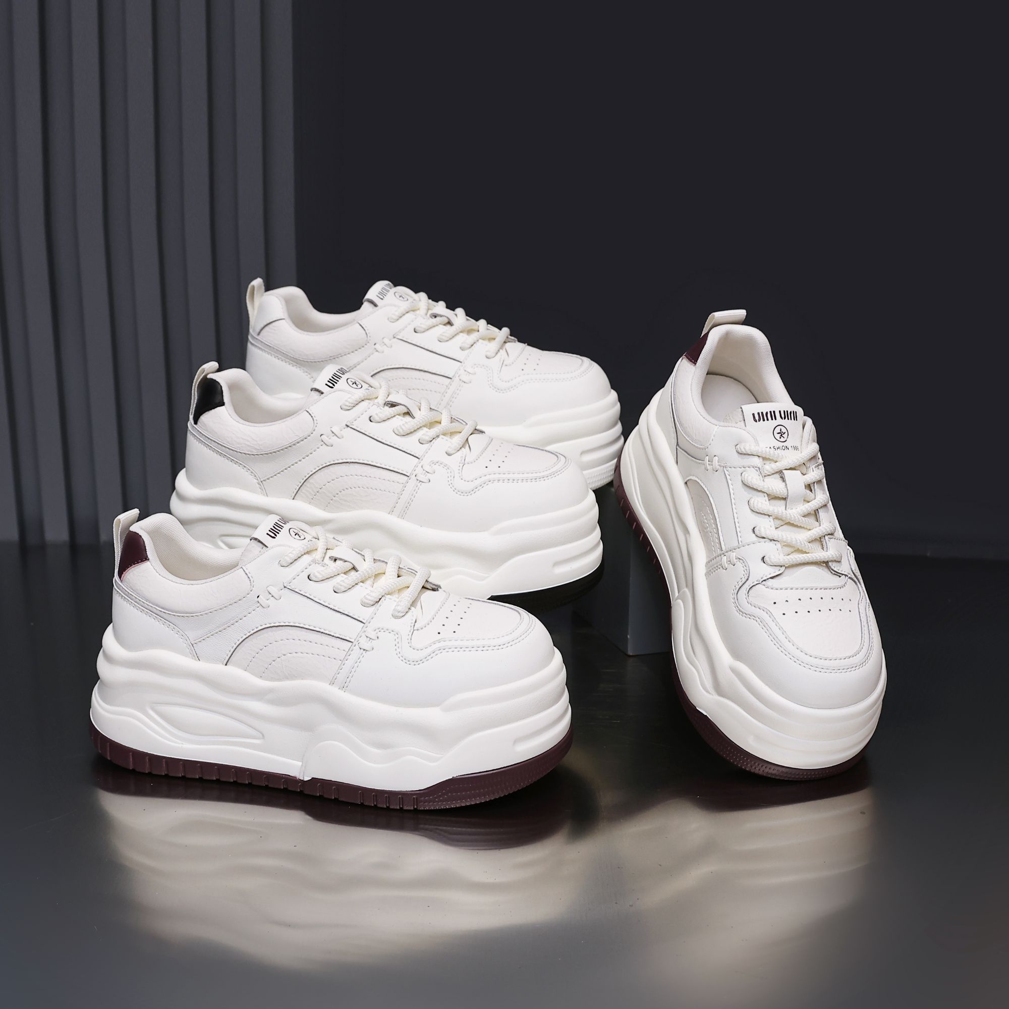 殊彩7cm厚底拼色增高小白鞋女2025春季上新时尚休闲板鞋运动鞋潮