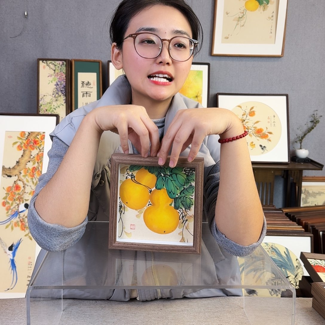 国画手绘带框尺寸：15*15