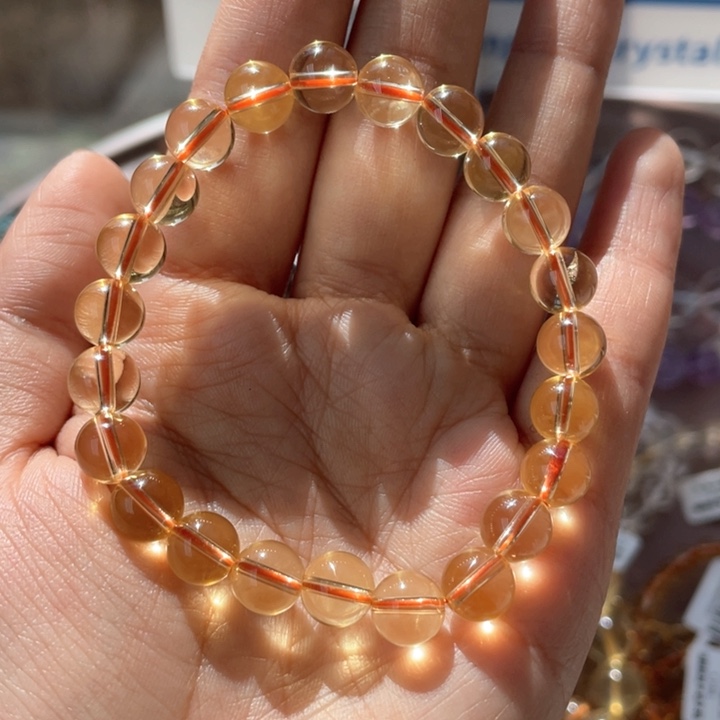 水晶手串未镶嵌球*宝纯净体暴力黄