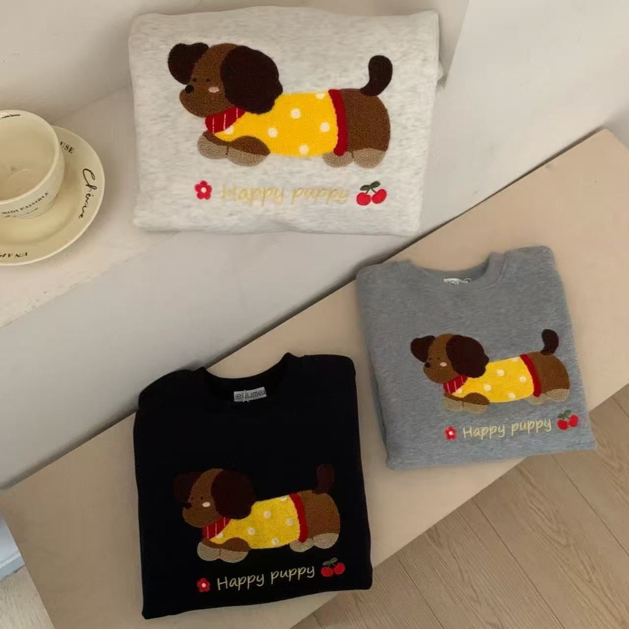 定制款#9774#黄衣服腊肠狗加绒卫衣 X