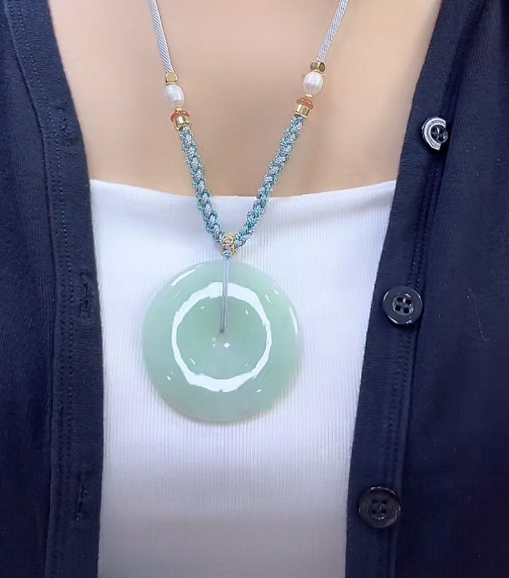 天然翡翠A货平安扣（多样性发货只发一个）宽45-50厚6-8送绳