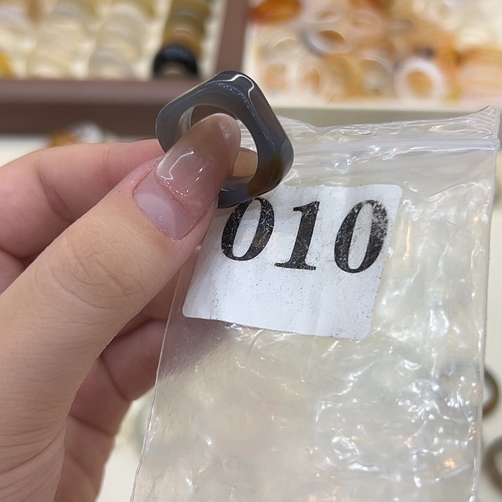 合金戒指玛瑙/玉髓10港15