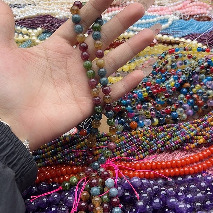 玛瑙/玉髓珠宝半成品未镶嵌财**赢一条6mm左右碧玺