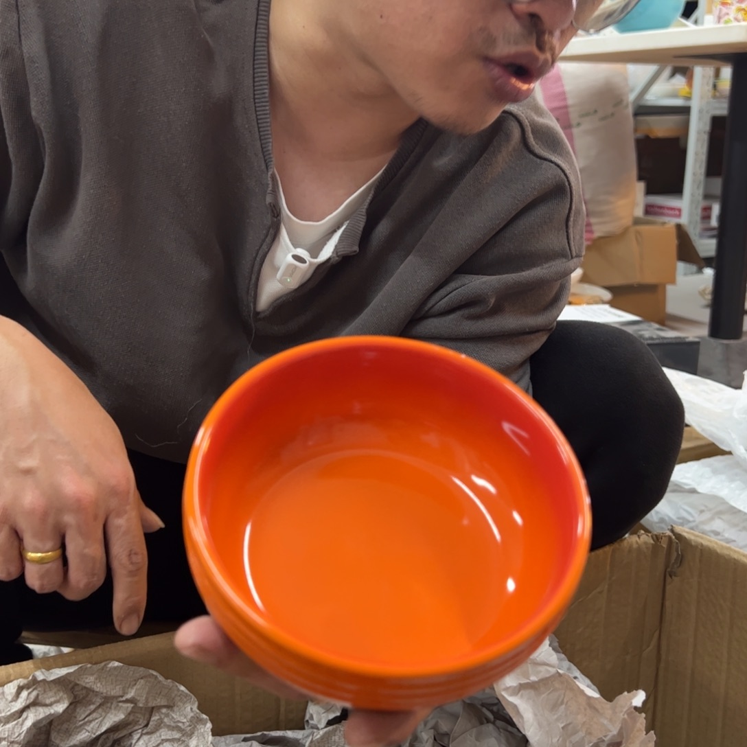 瓷橙色轻虹面碗13