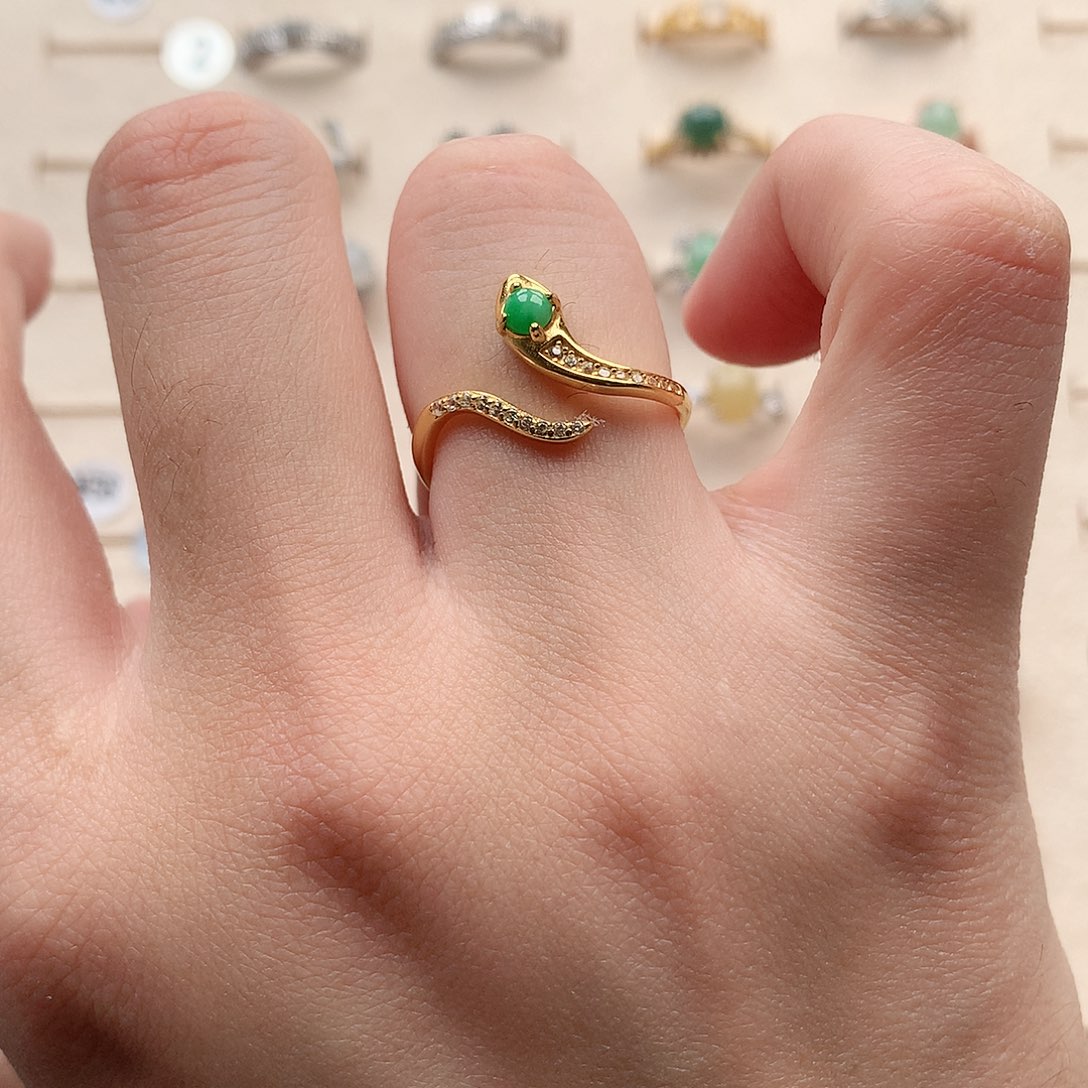 翡翠戒指银S925镶嵌0127