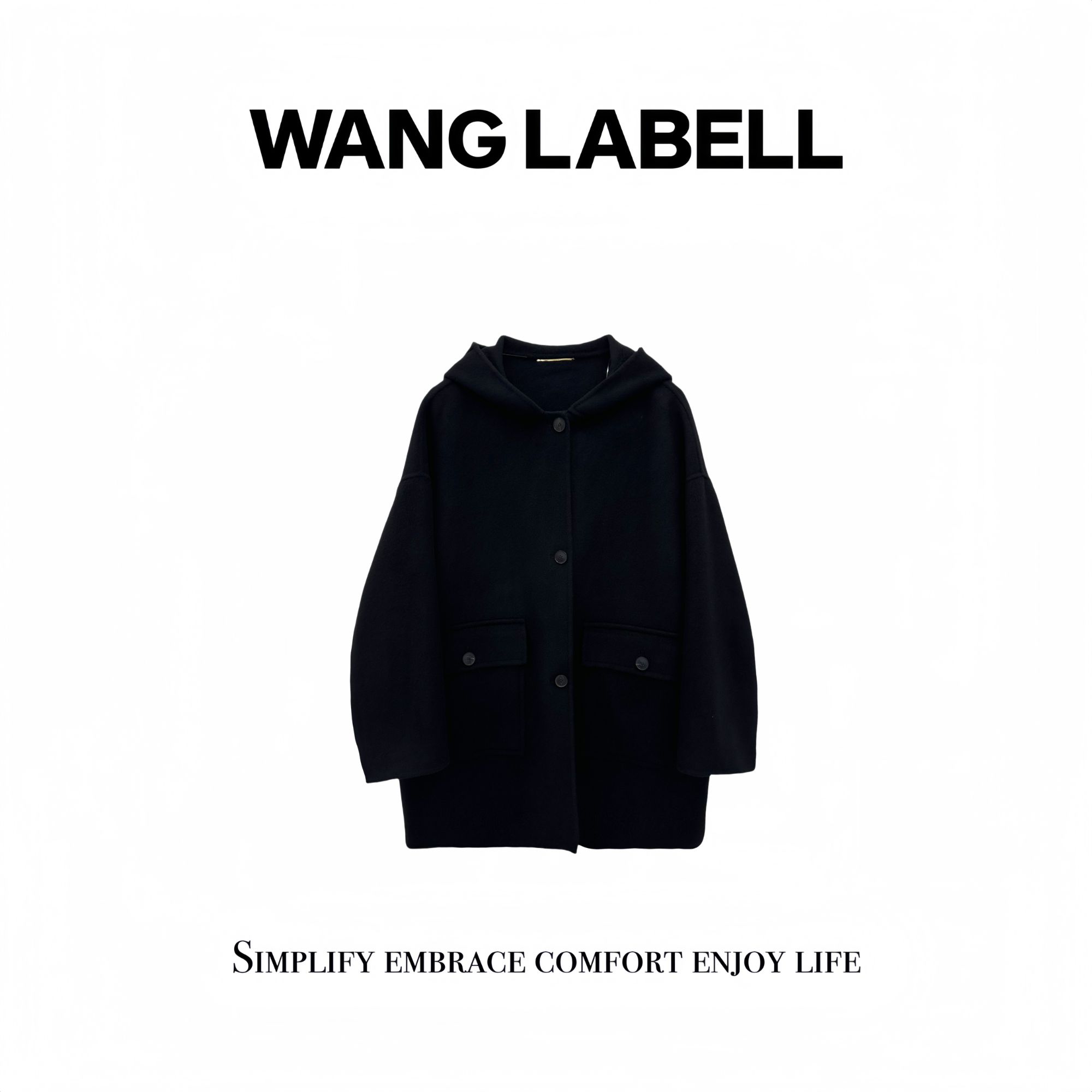 【王斌家】 | 绵羊毛连帽大衣 宽松纯色慵懒风秋冬设计师百搭