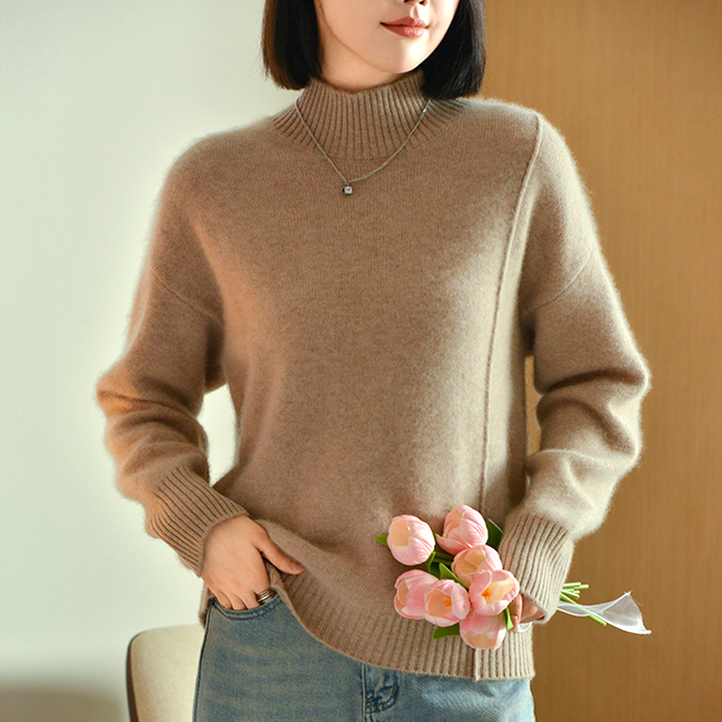 【价格已开】重磅加厚100%纯羊毛衫女秋冬新款半高领针织打底衫毛衣