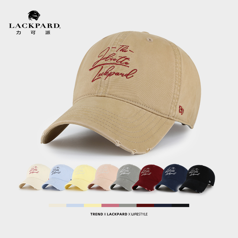 【软顶】LACKPARD帽子时尚休闲鸭舌帽潮流软顶破洞做旧棒球帽