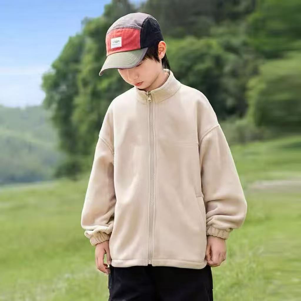 200669童装男童双面摇粒绒外套2025秋季儿童韩版潮酷拉链外套上潮