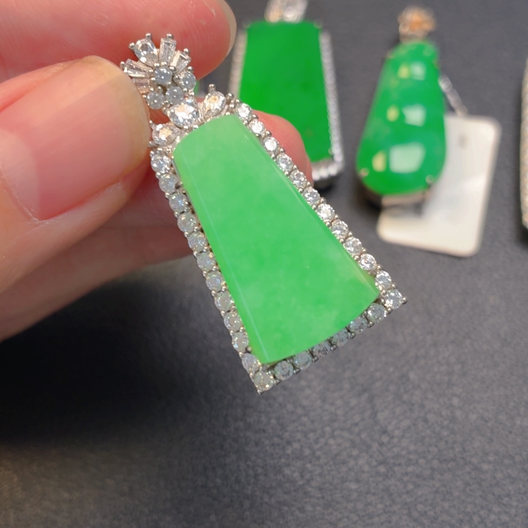 翡翠银S925镶嵌吊坠(不含链)