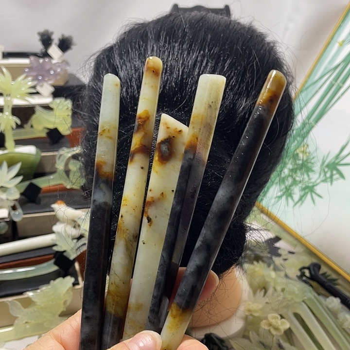 蛇纹石玉合金发饰