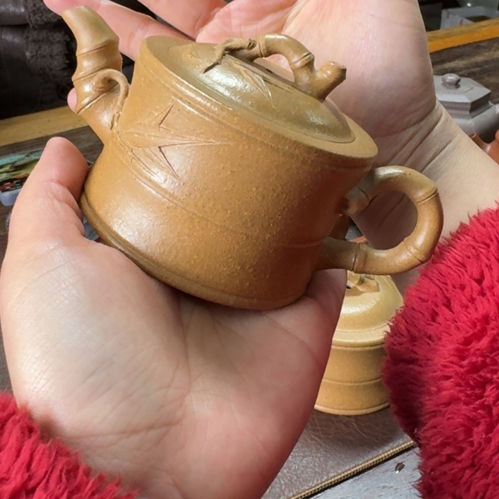 紫砂茶壶略***略黄金段30目粗砂竹段壶福利价约160