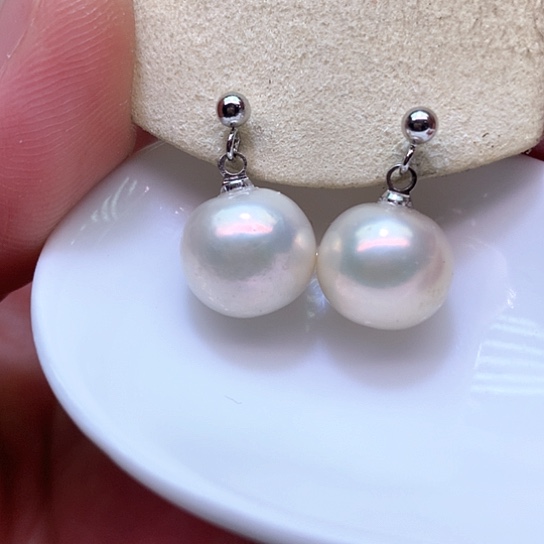 淡水珍珠耳饰银S925镶嵌